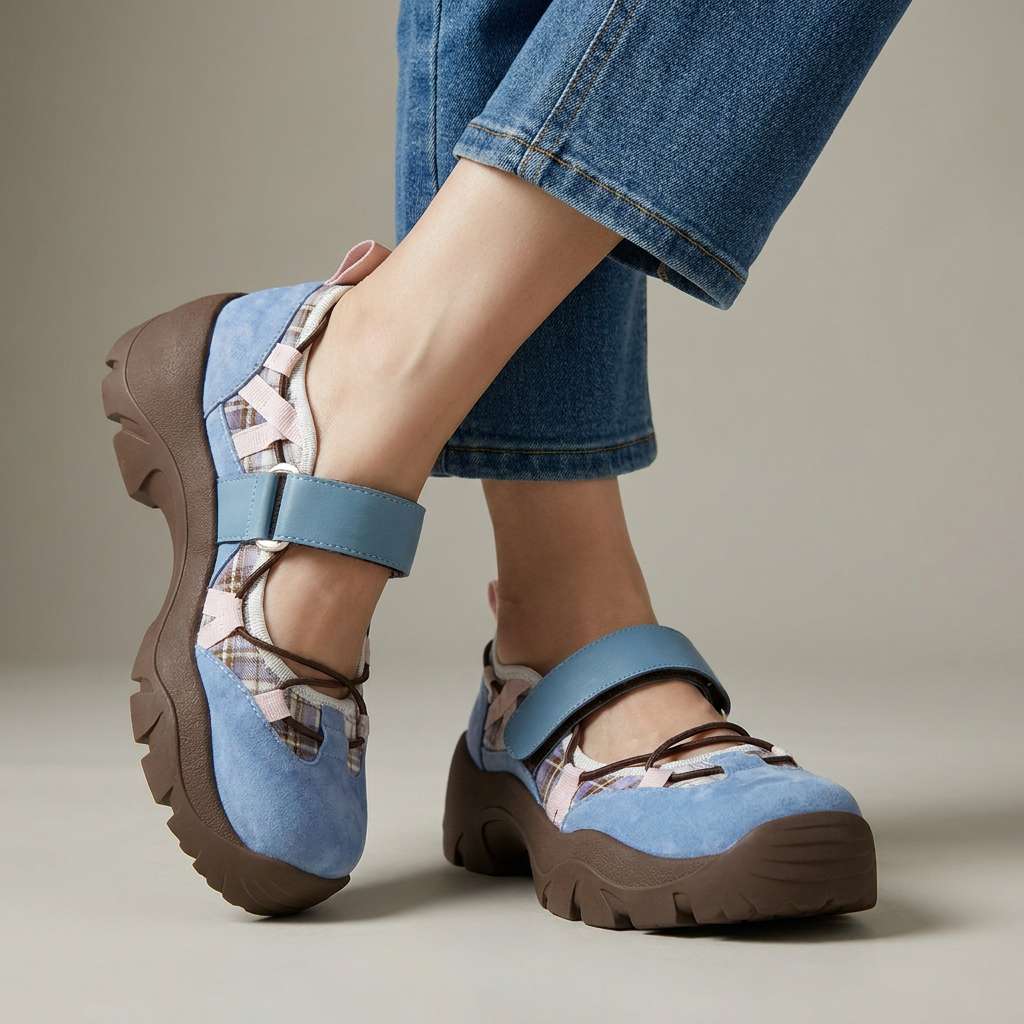 Wylma - Zapatillas Deportivas de Suela Gruesa Con Tira de Velcro