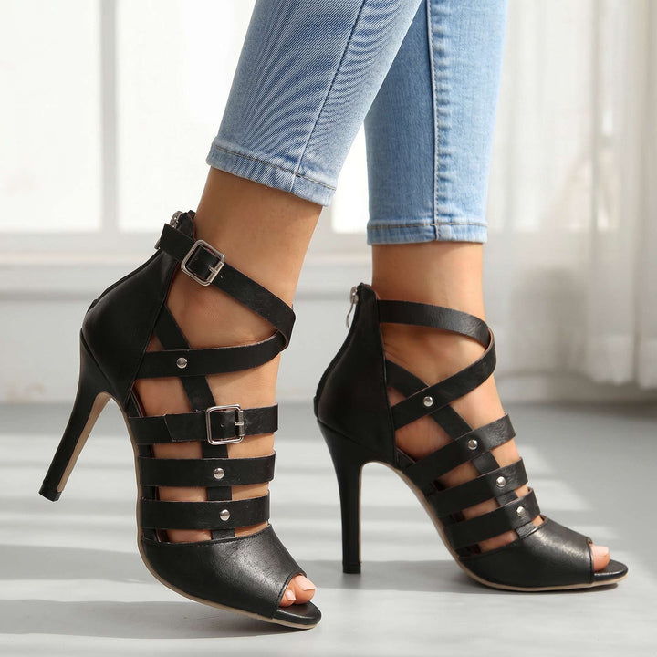Afsana - Zapatos De Tacón Abiertos Con Tiras Cruzadas
