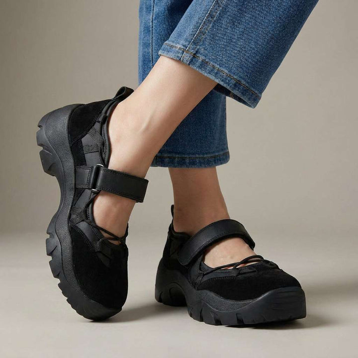 Vinilia - Zapatillas Deportivas De Suela Gruesa Con Correa Ajustable