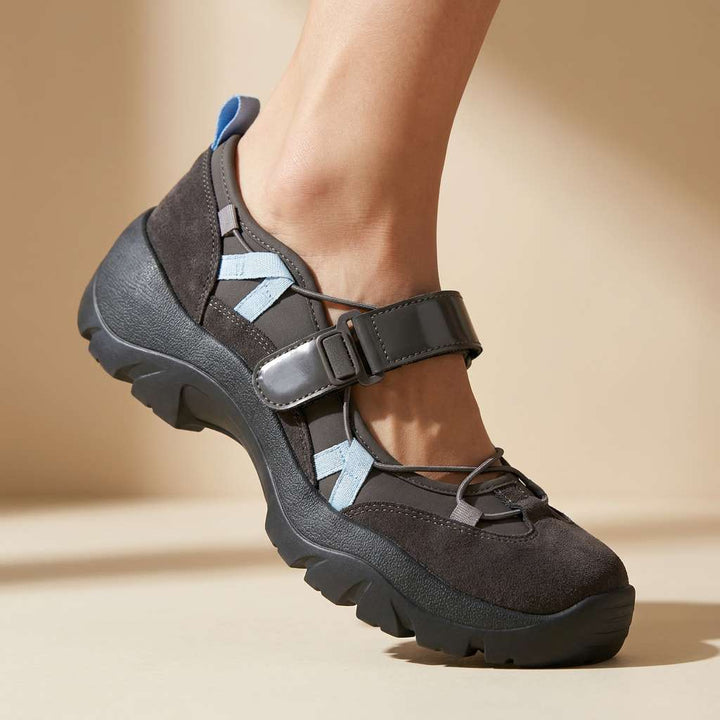 Vinilia - Zapatillas Deportivas De Suela Gruesa Con Correa Ajustable