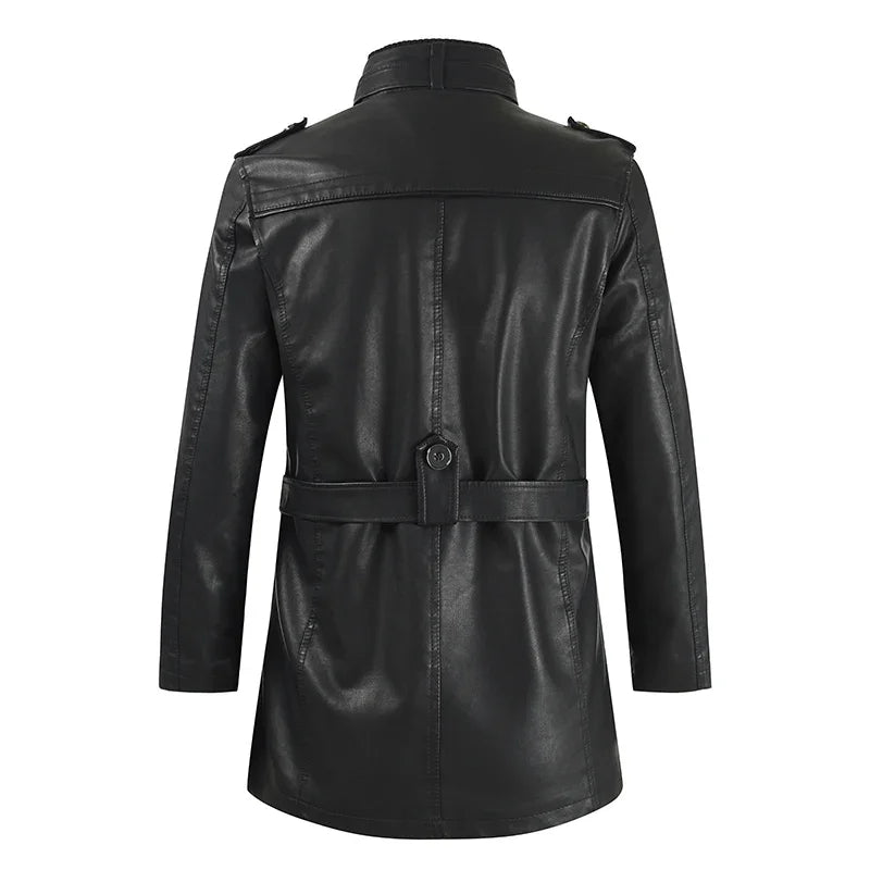 Zacharias - Elegante Chaqueta Motera Larga de Cuero