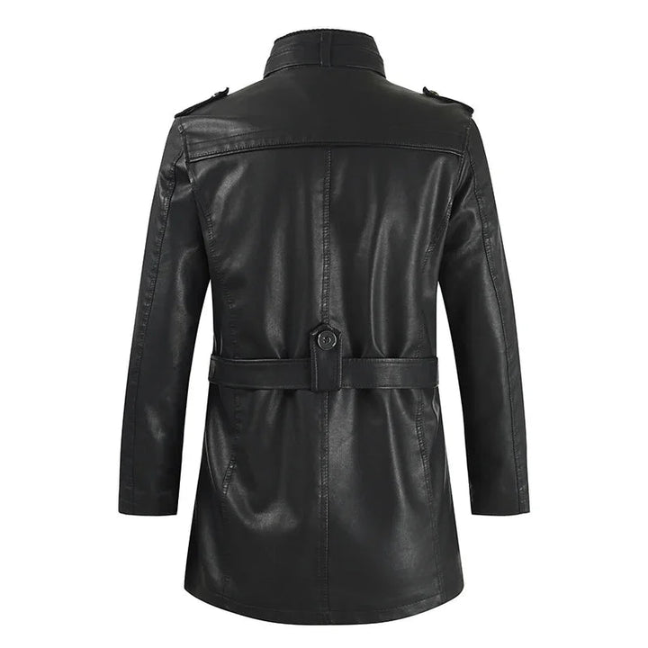 Zacharias - Elegante Chaqueta Motera Larga de Cuero