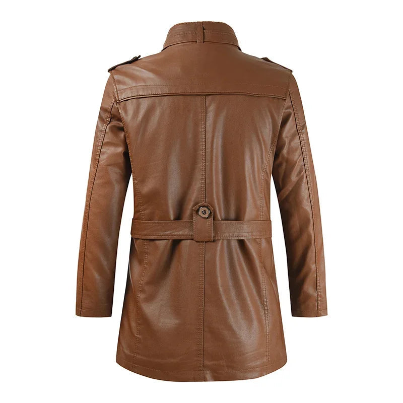 Zacharias - Elegante Chaqueta Motera Larga de Cuero
