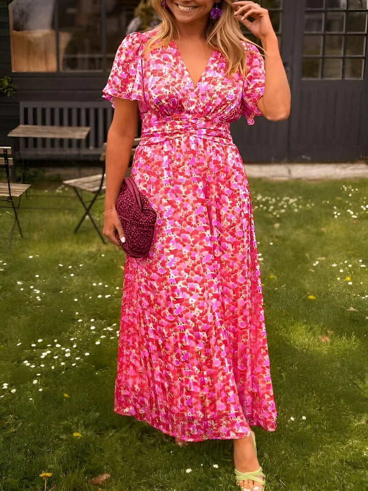 Sampaio – Elegante Vestido Con Escote en V y Estampado Floral
