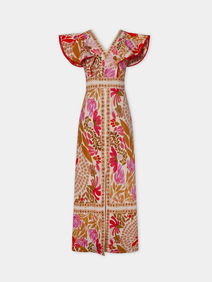 Dagmar - Rochie Lungă Cu Imprimeu Colorat
