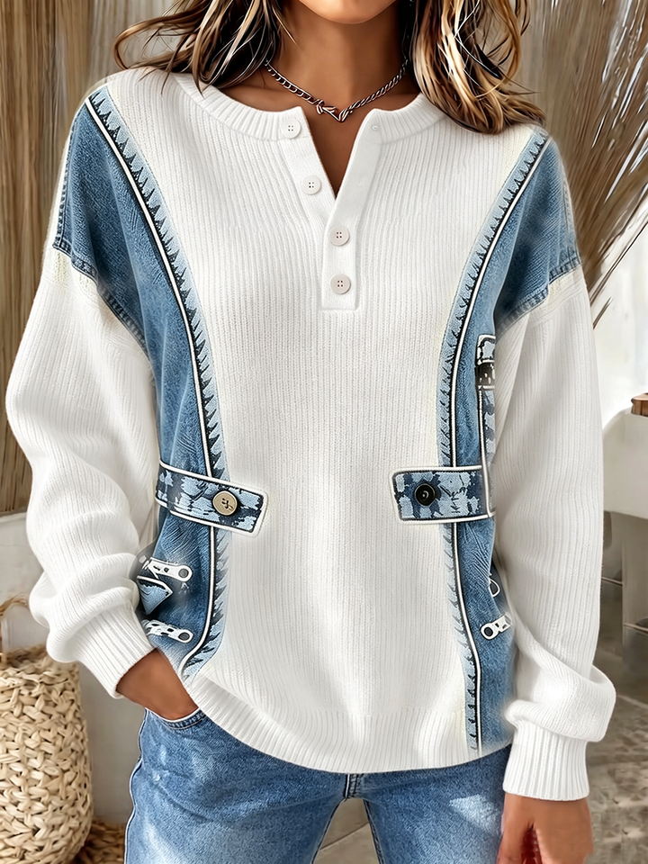 Benija - Jersey De Punto Con Estampado De Vaqueros en 3d, Estilo Informal