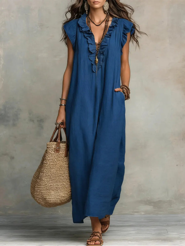 Uanavi - Vestido Largo De Estilo Bohemio De Lino