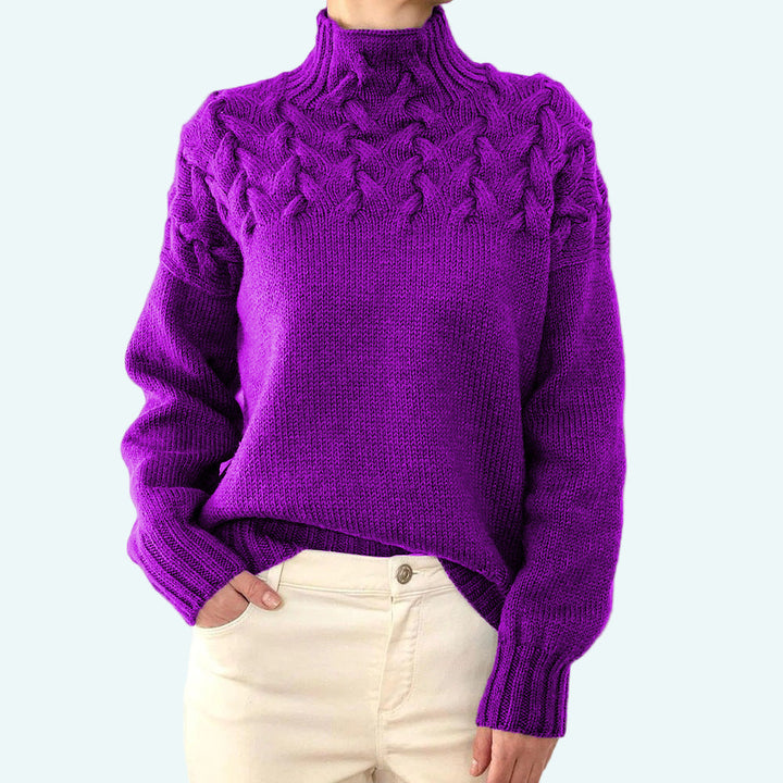 Farrah - Elegante Jersey De Cuello Alto De Punto