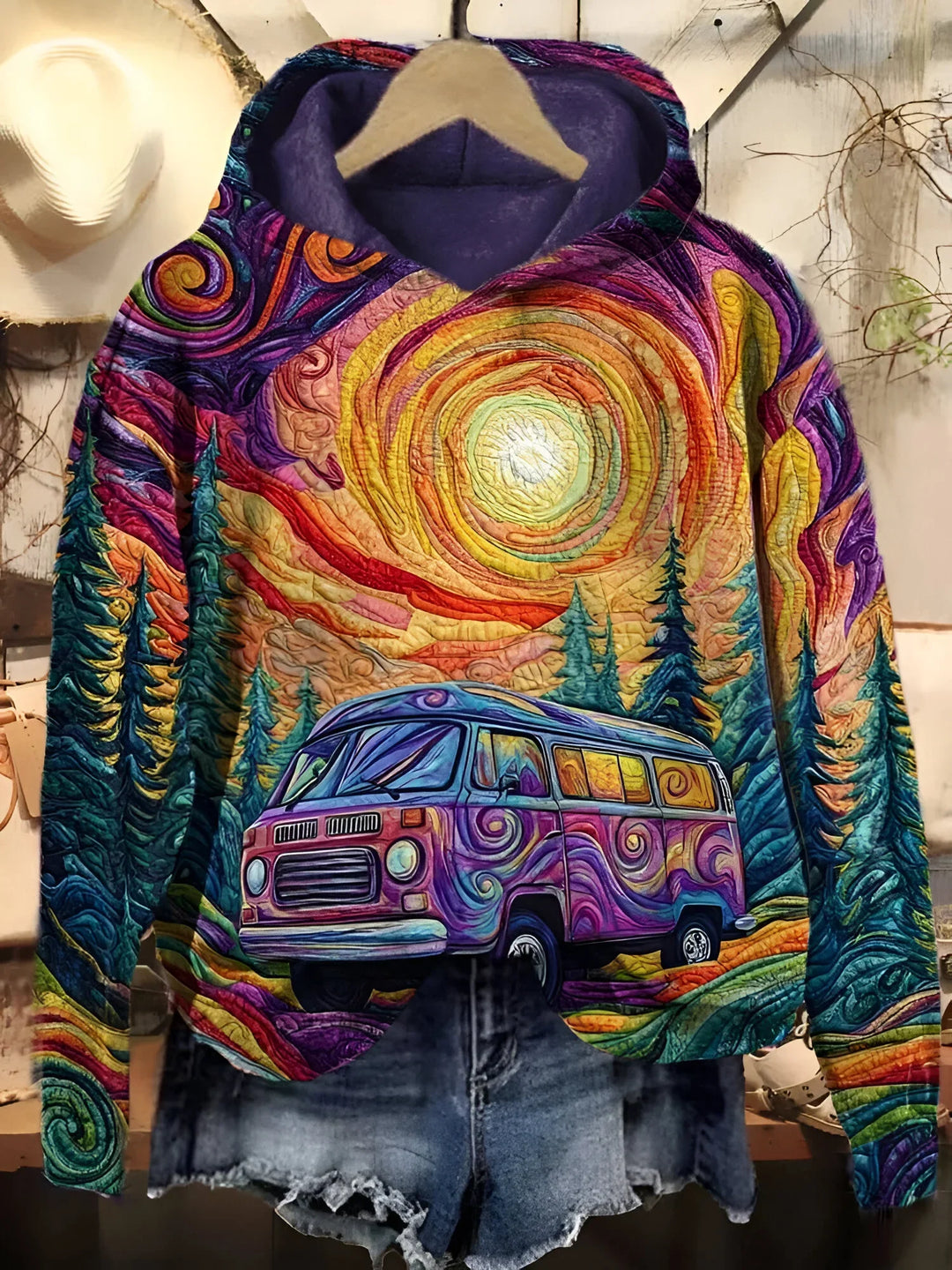 Mariska - Sudadera con Capucha Retro Roadtrip