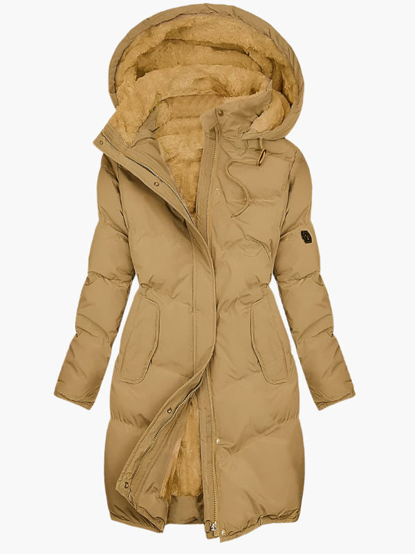 Yvienne - Abrigo de Invierno Forrado con Capucha y Cremallera