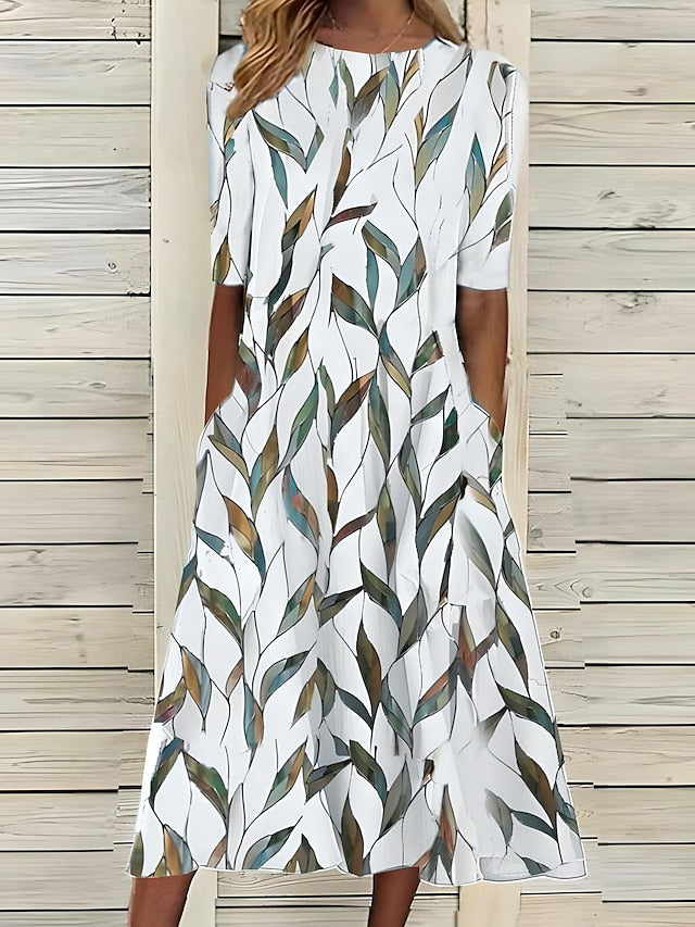 Malgorzata - Vestido Midi De Verano Con Flores Costeras