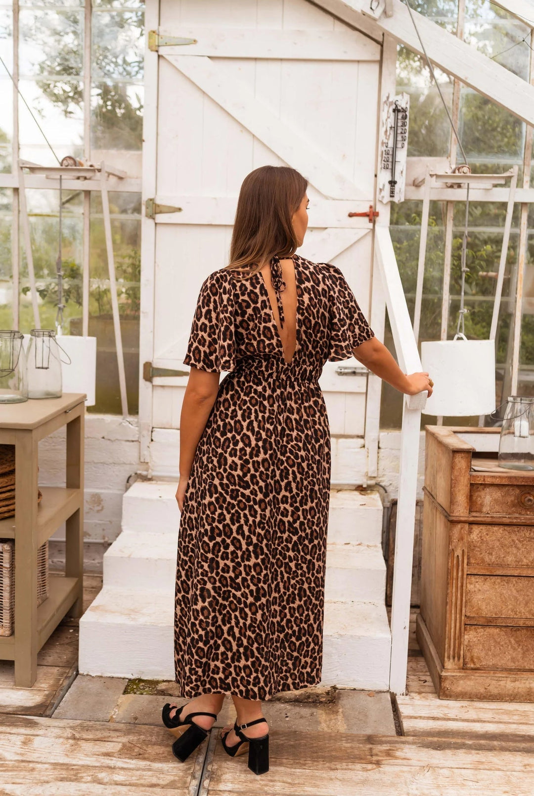 Coralie - Elegante Vestido Largo Con Estampado De Leopardo