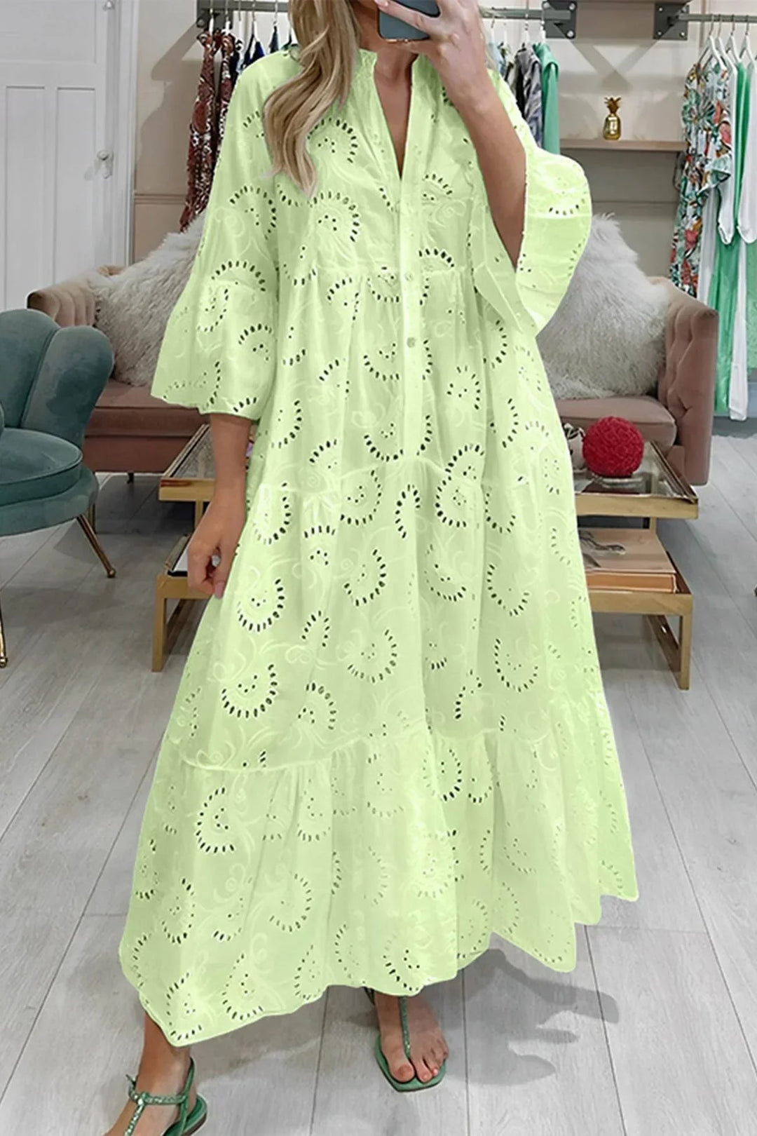 Gilma - Vestido Largo Elegante Con Cuello en V