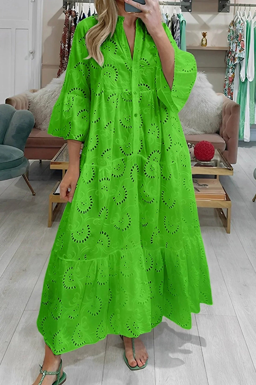 Gilma - Vestido Largo Elegante Con Cuello en V