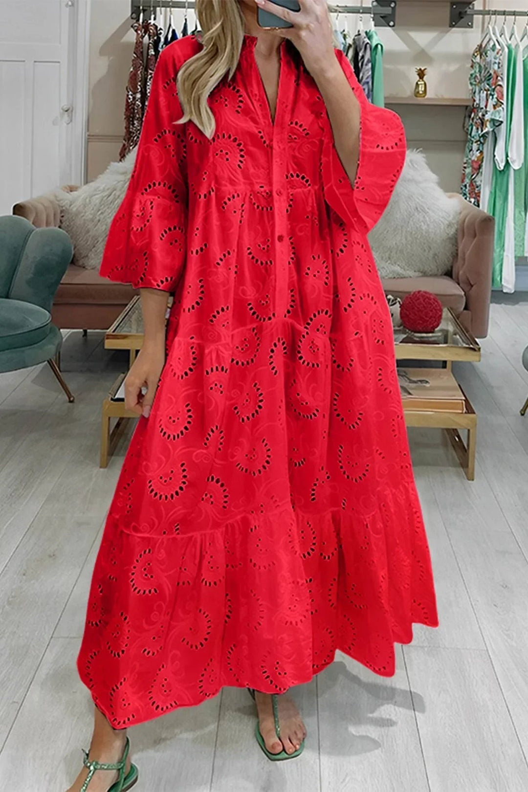 Gilma - Vestido Largo Elegante Con Cuello en V