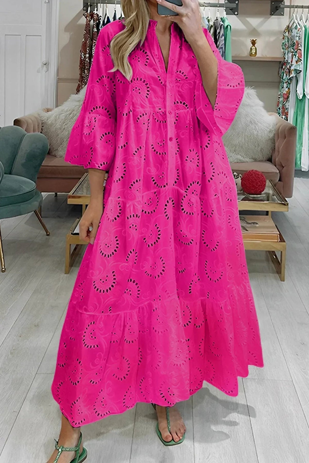 Gilma - Vestido Largo Elegante Con Cuello en V
