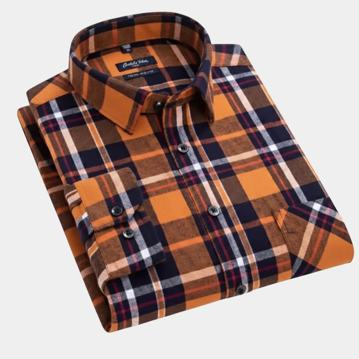 Kingsley - Camisa De Algodón a Cuadros De Manga Larga