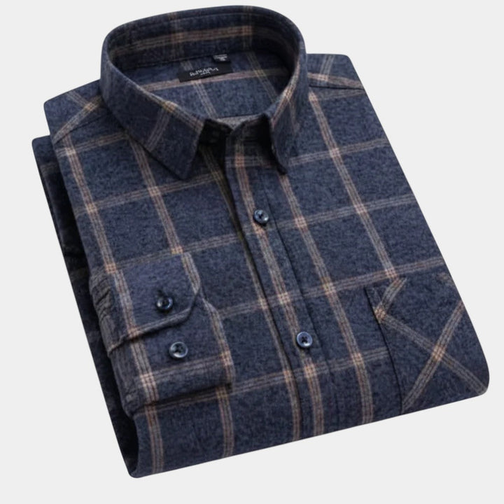 Kingsley - Camisa De Algodón a Cuadros De Manga Larga