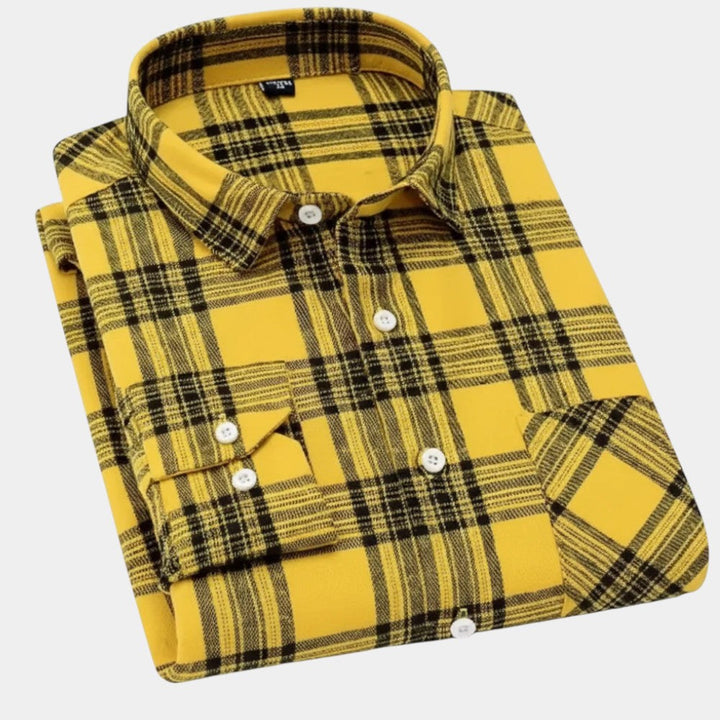 Kingsley - Camisa De Algodón a Cuadros De Manga Larga