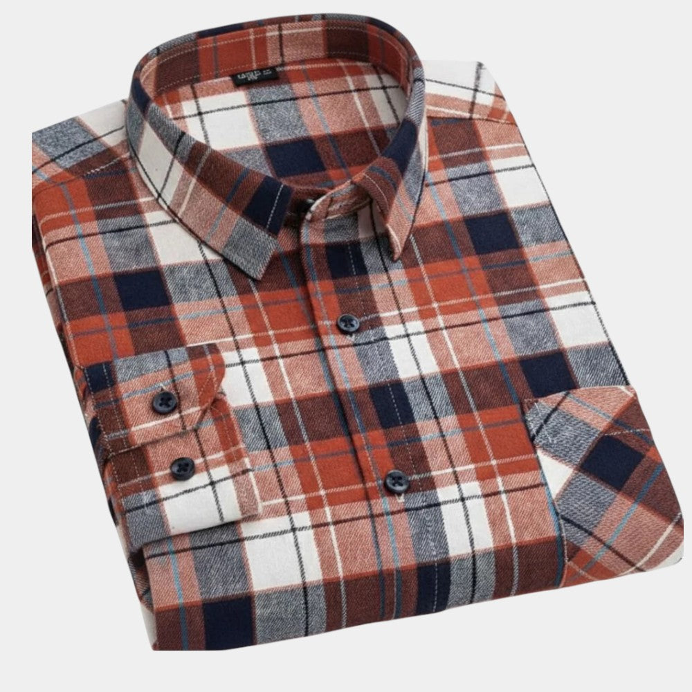 Kingsley - Camisa De Algodón a Cuadros De Manga Larga