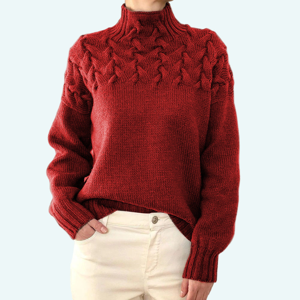 Farrah - Elegante Jersey De Cuello Alto De Punto
