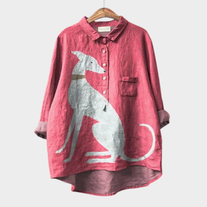 Dovile - Blusa Elegante Con Estampado de Perros