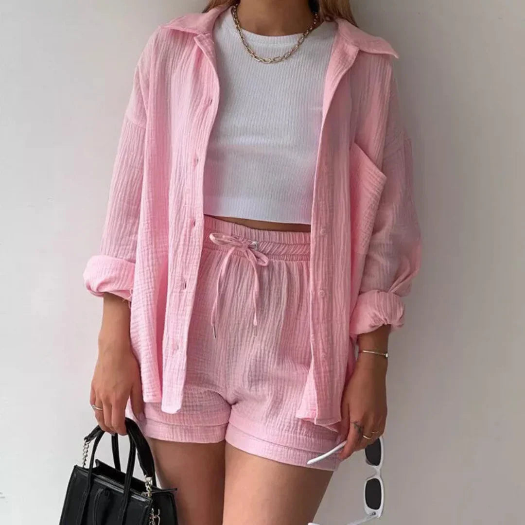 Katelyn - Conjunto De Dos Piezas Compuesto Por Camisa Y Pantalón Corto De Algodón