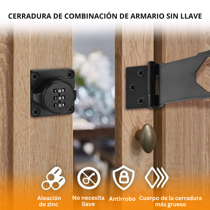 SafeKey - Cerradura De Pestillo Con Contraseña Para Armarios
