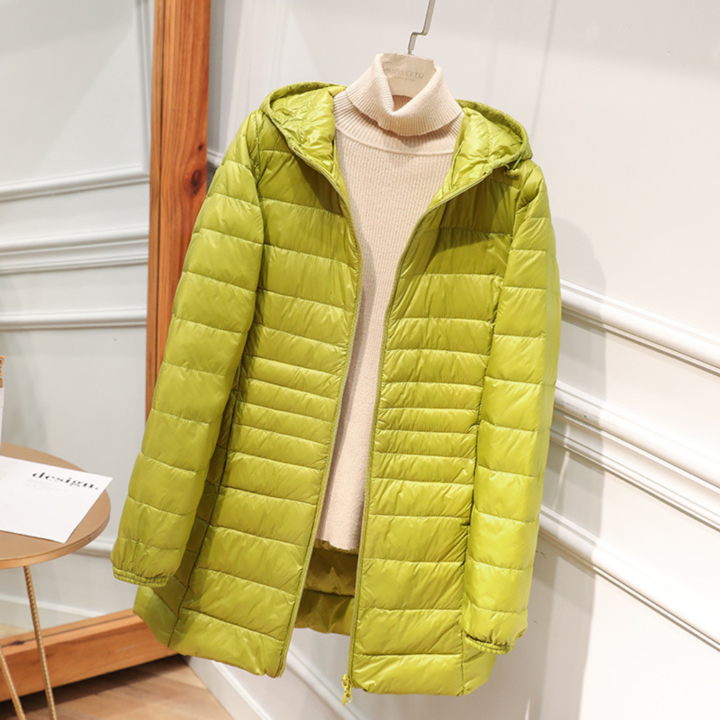 Manuela - Chaqueta Impermeable Con Plumas de Pato Blancas