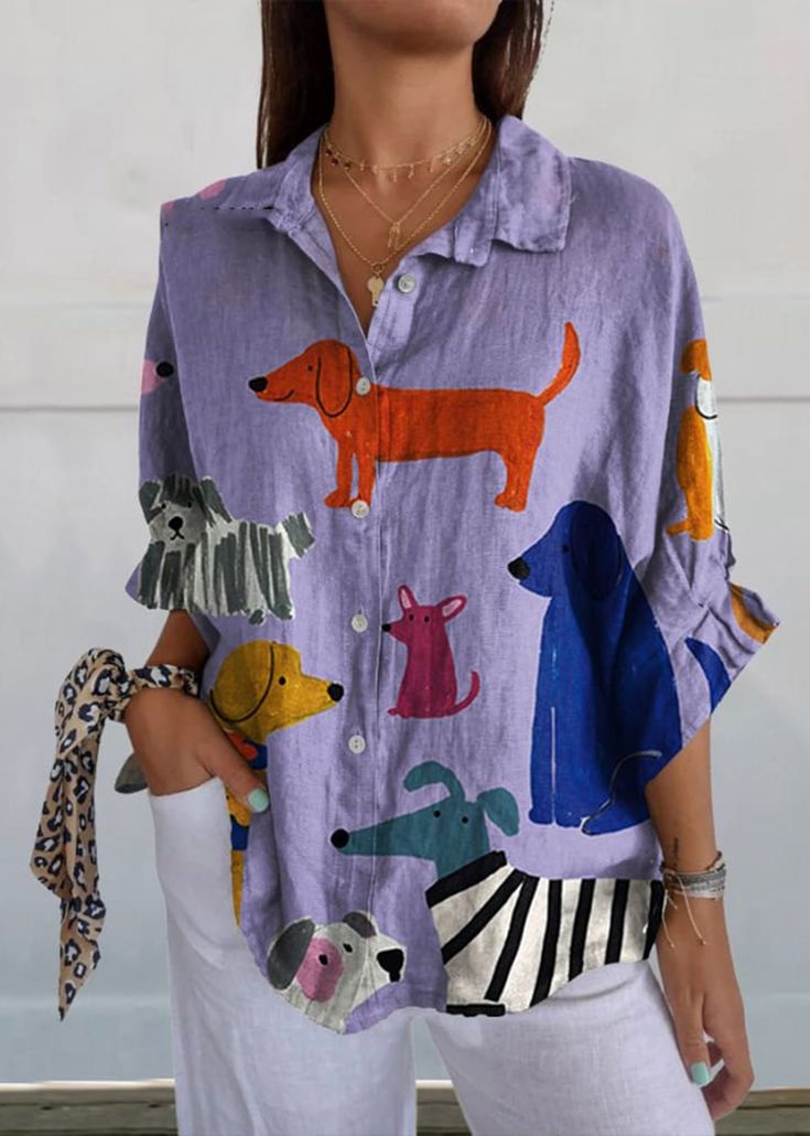 Skaiste - Blusa Exclusiva Con Estampado De Perros