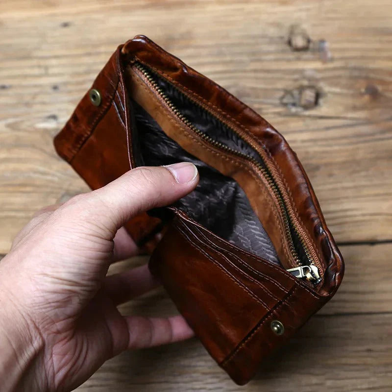 TruePouch - Cartera De Cuero Con Cremallera