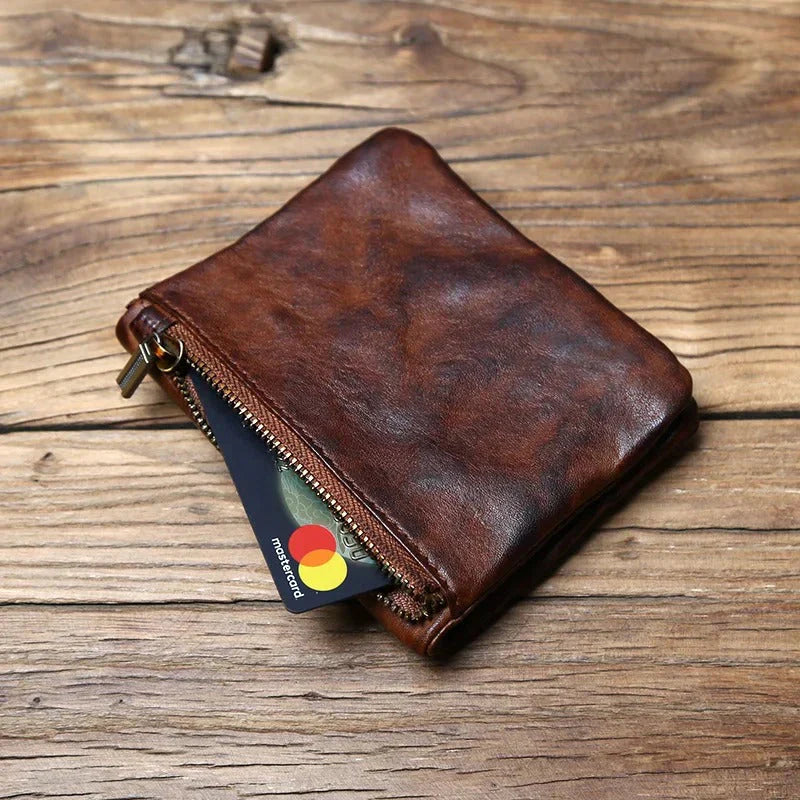 TruePouch - Cartera De Cuero Con Cremallera