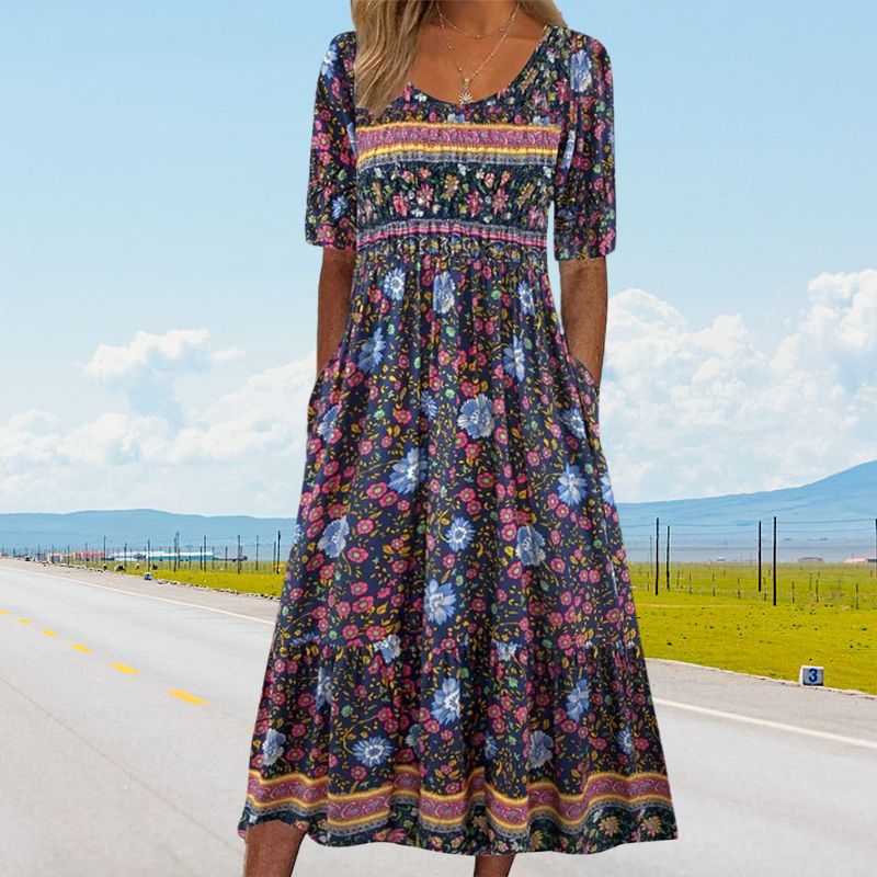 Dinara - Vestido Elegante Con Estampado Boho