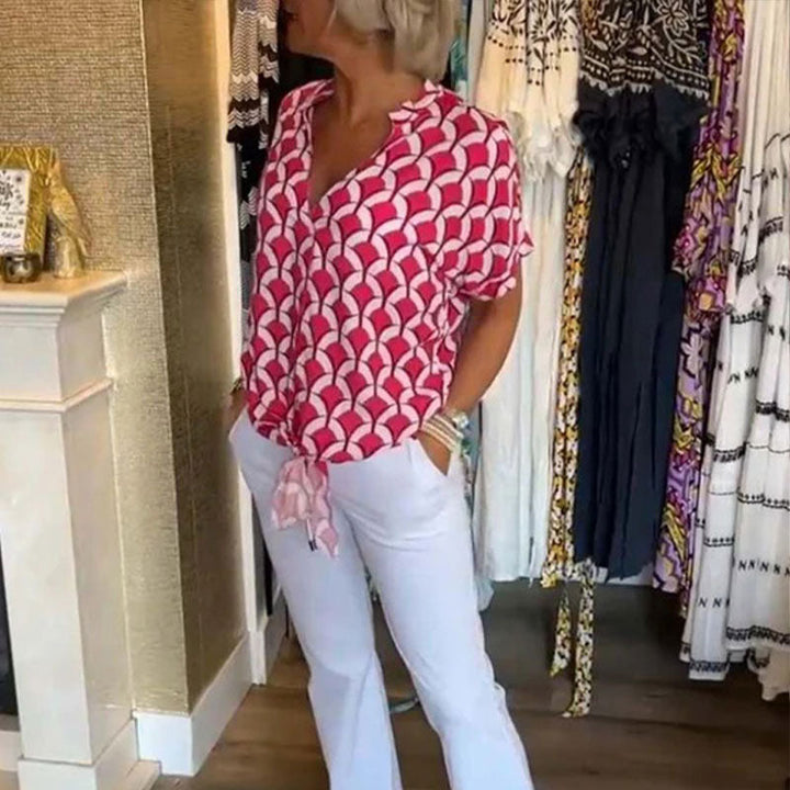 Naskia - Blusa De Manga Corta Con Cuello En V