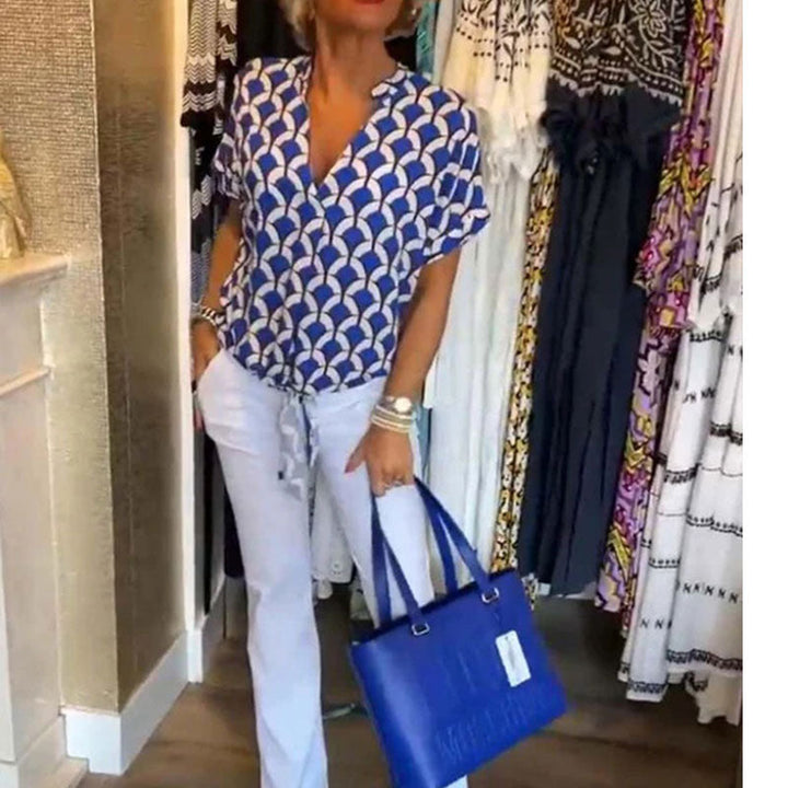 Naskia - Blusa De Manga Corta Con Cuello En V
