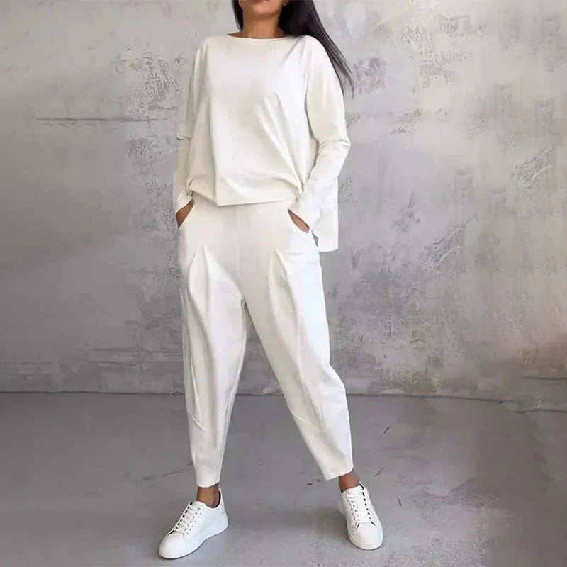 Elke - Conjunto De 2 Piezas De Top y Pantalón De Cuello Redondo