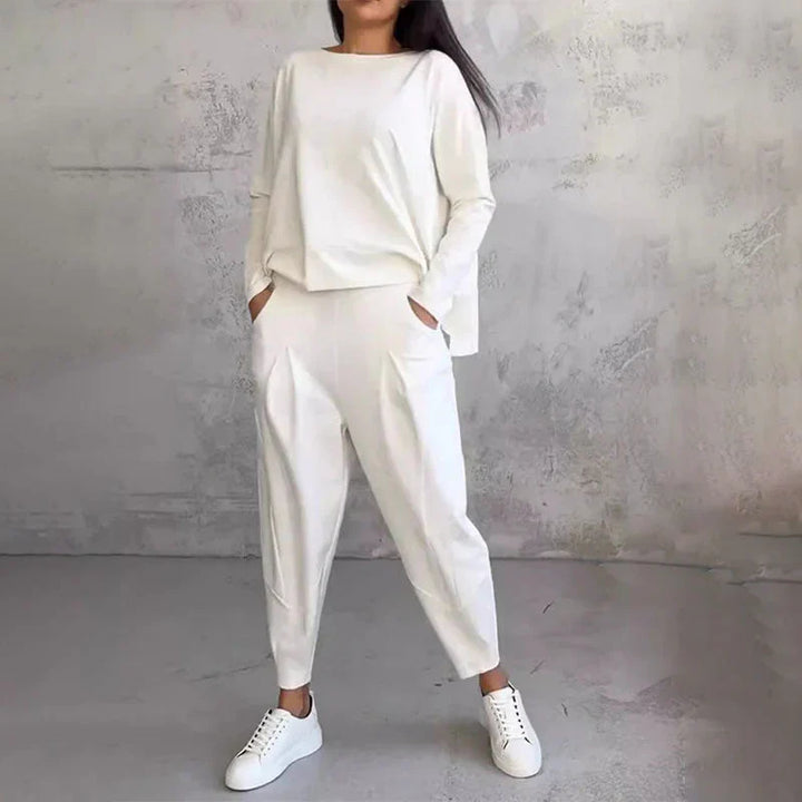 Elke - Conjunto De 2 Piezas De Top y Pantalón De Cuello Redondo