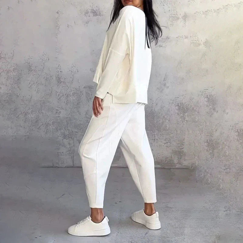 Elke - Conjunto De 2 Piezas De Top y Pantalón De Cuello Redondo