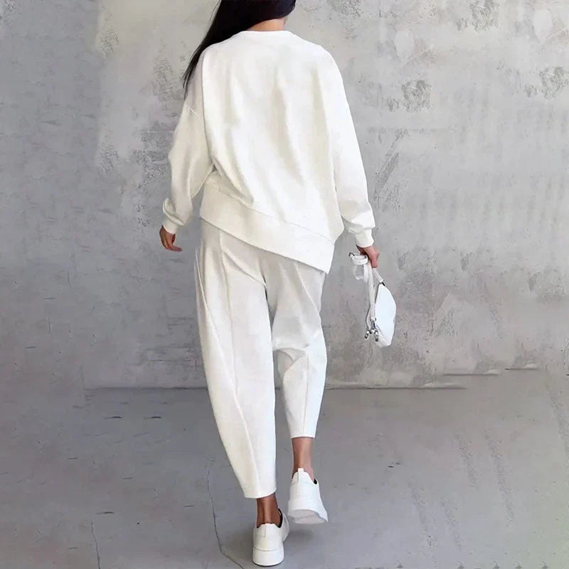 Elke - Conjunto De 2 Piezas De Top y Pantalón De Cuello Redondo