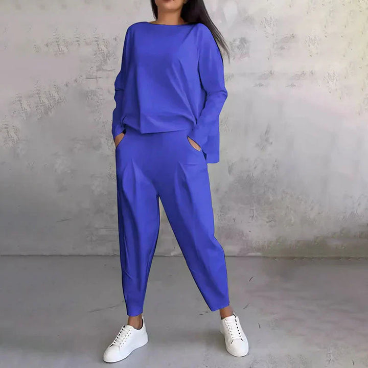 Elke - Conjunto De 2 Piezas De Top y Pantalón De Cuello Redondo