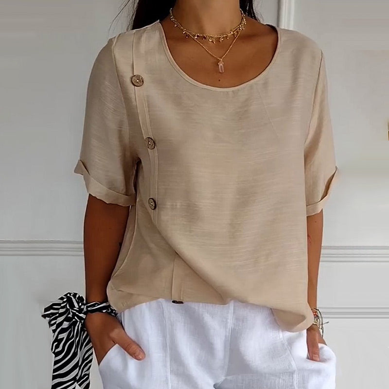 Velma - Blusa de Lino con Botones Laterales
