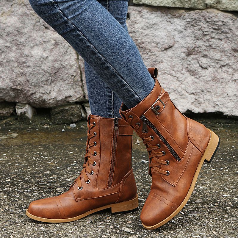 Eugenie - Botas Ortopédicas de Cuero con Cremallera Lateral