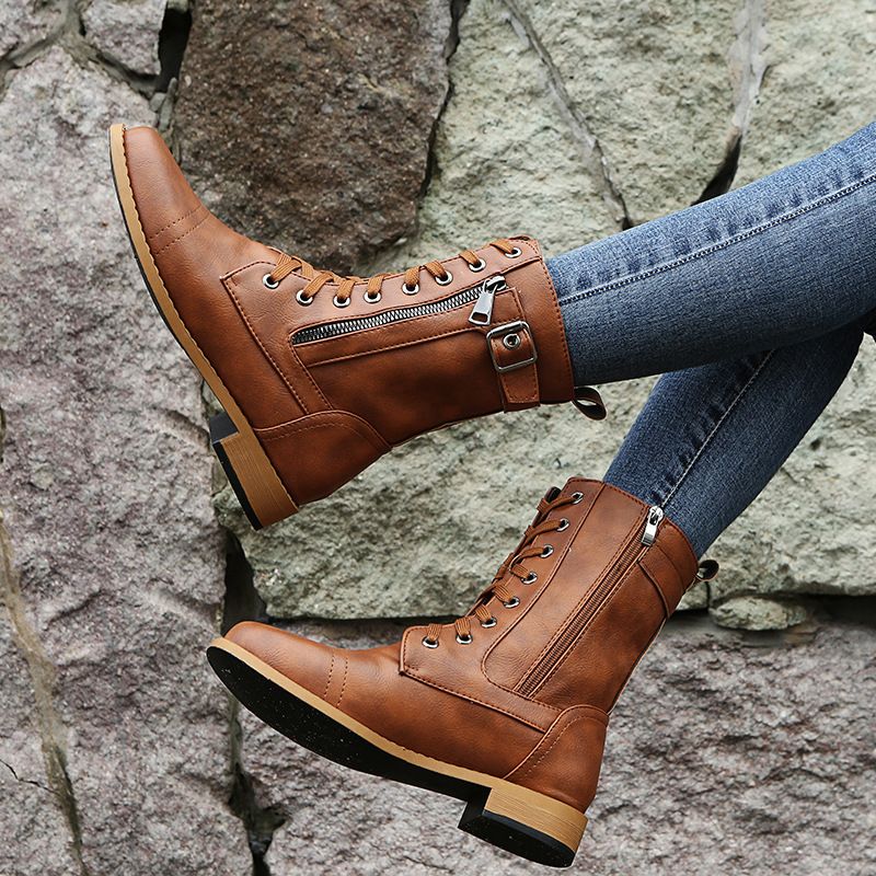Eugenie - Botas Ortopédicas de Cuero con Cremallera Lateral