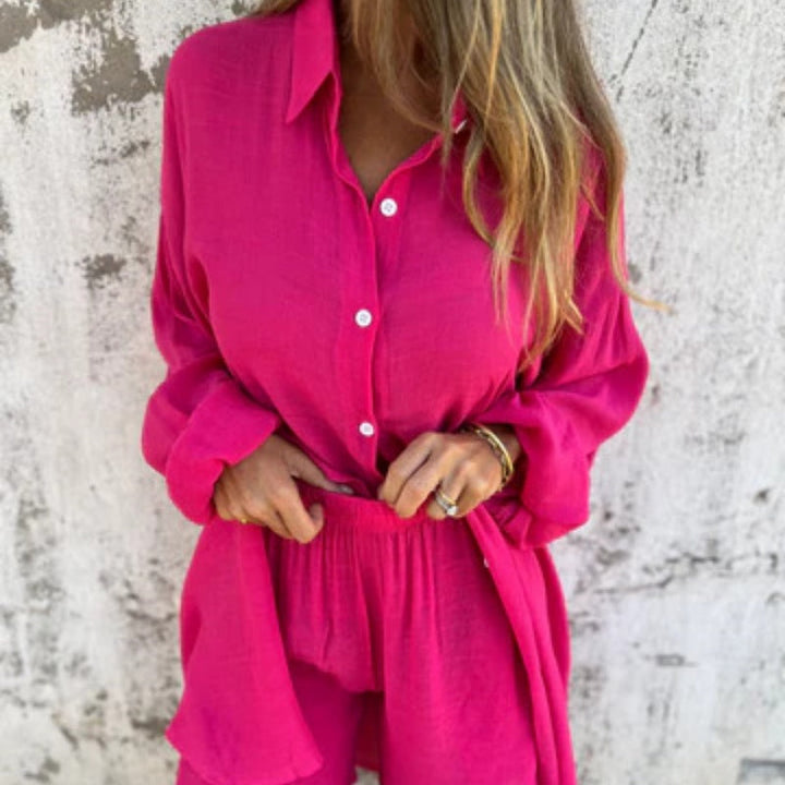 Lorelie - Conjunto De Dos Piezas Con Camisa De Anga Larga y Pantalón Corto