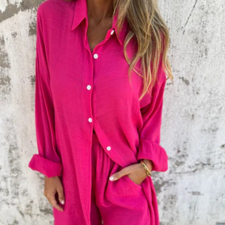 Lorelie - Conjunto De Dos Piezas Con Camisa De Anga Larga y Pantalón Corto