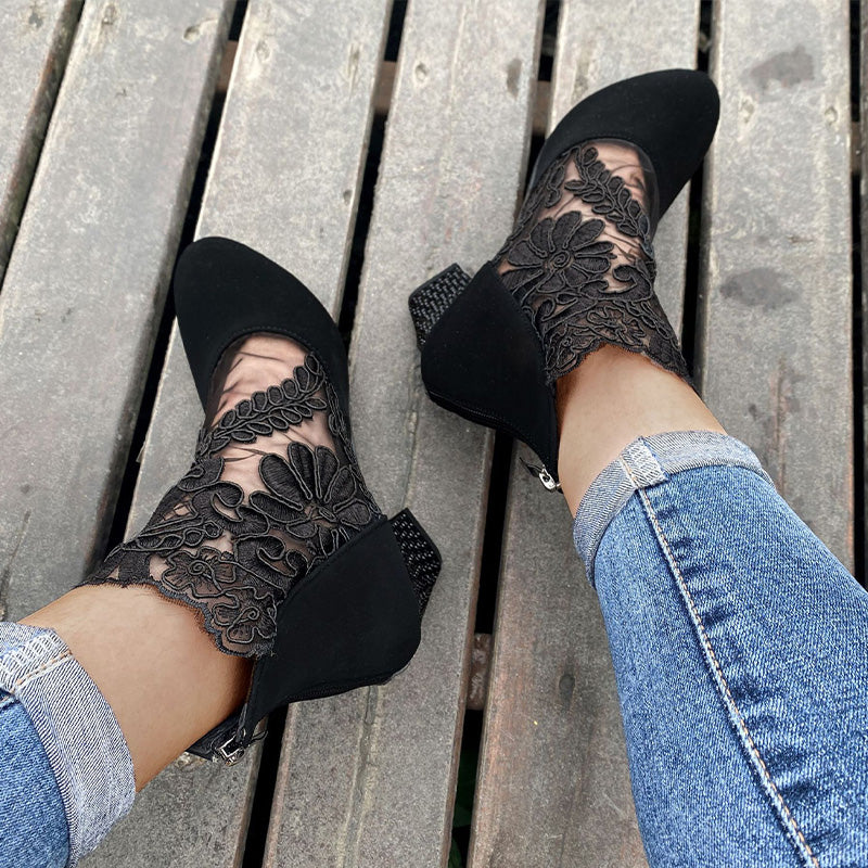 Janneke - Elegantes Zapatos de Tacón Alto de Encaje