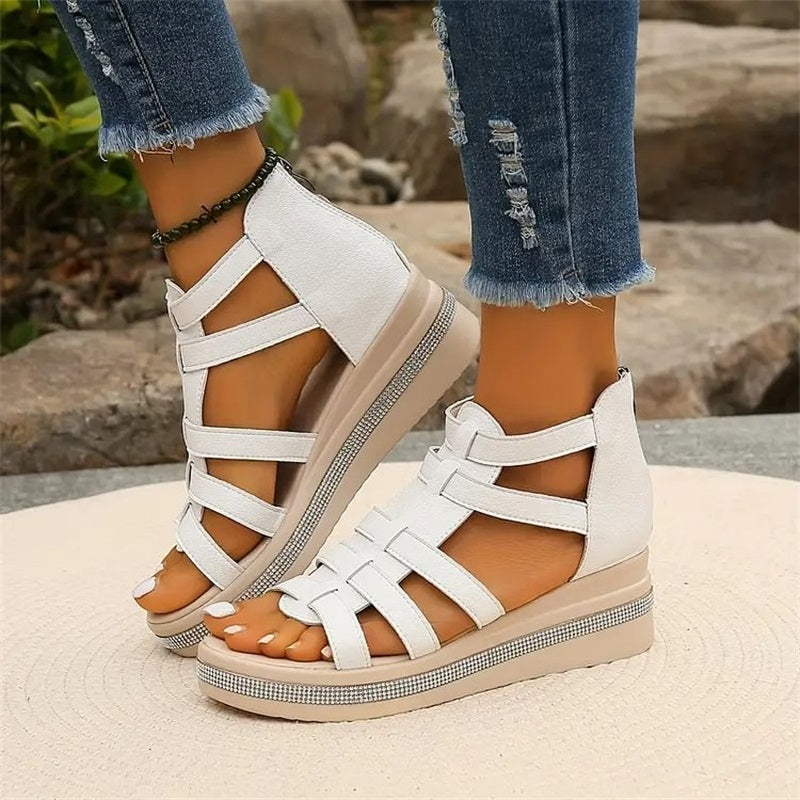 Queena - Sandalias Con Cuña De Strass