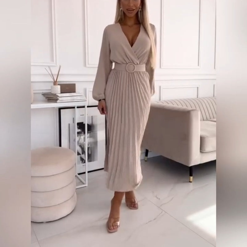 Elza - Vestido Midi Plisado Elegante