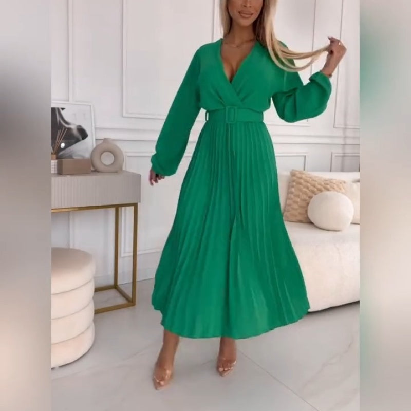 Elza - Vestido Midi Plisado Elegante