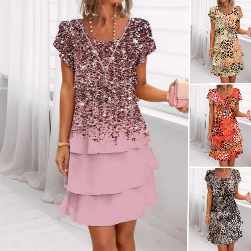 Jonna - Elegante Vestido Con Estampado de leopardo y lentejuelas
